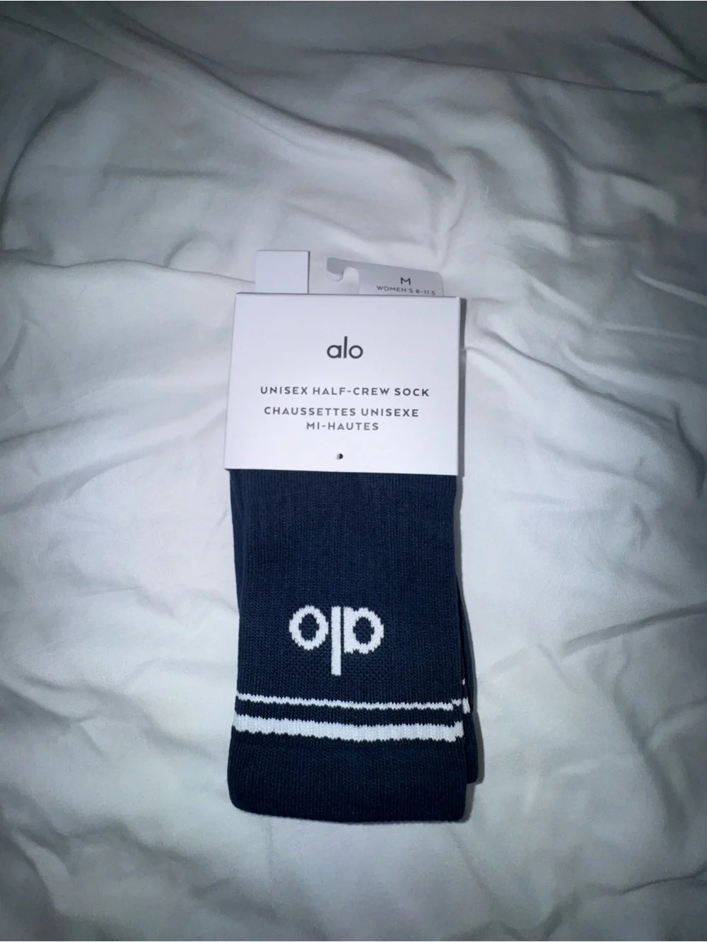 ALO Yoga Unisex Half-Crew Socks - Navy/White